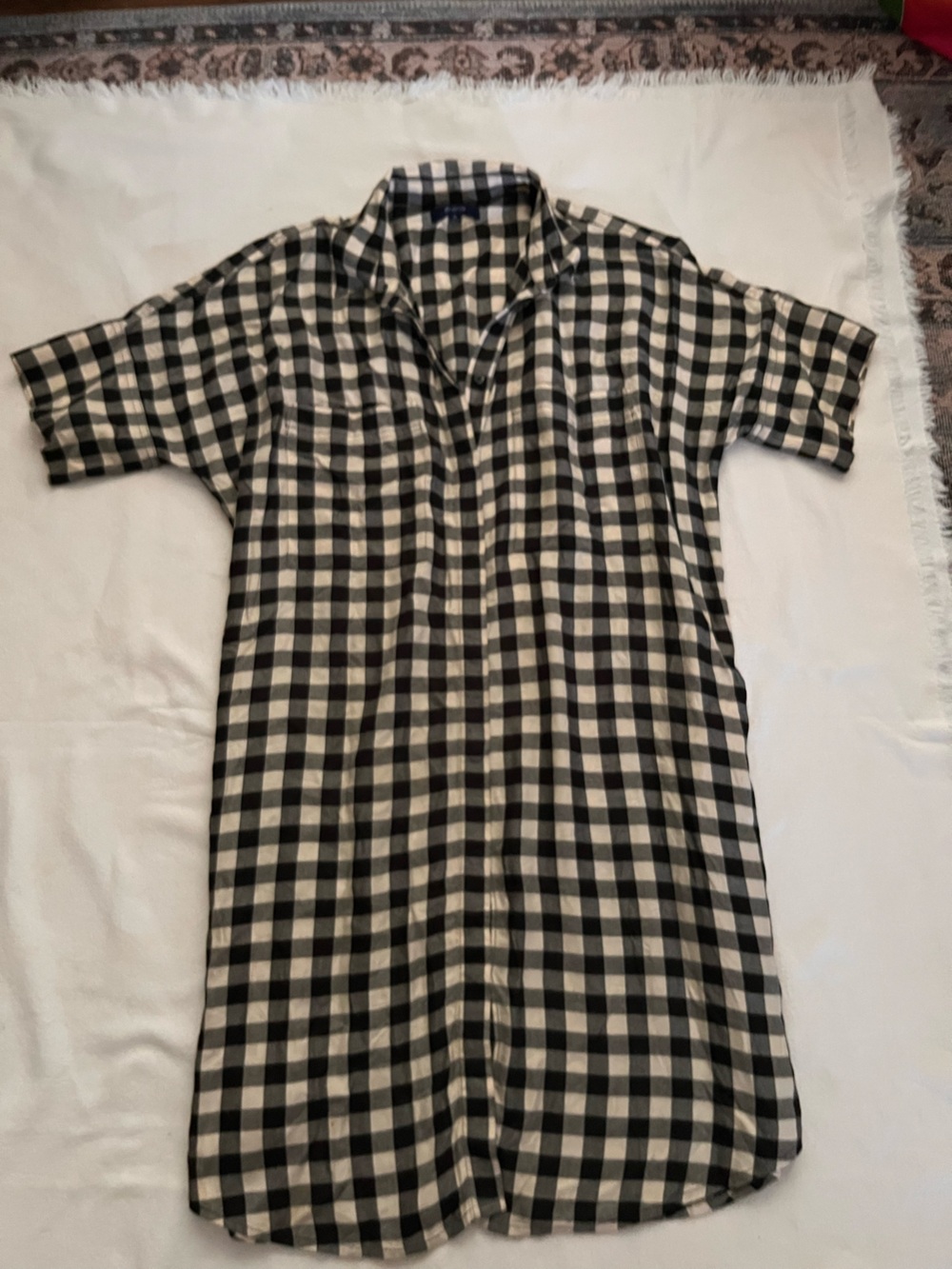 Madewell Black and White Gingham Button-Down Dress